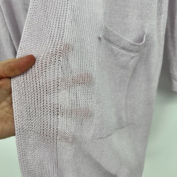 J. Jill Womens Linen Blend Open Cardigan Small Petite Pale Lilac Pastel Long - Picture 4 of 9